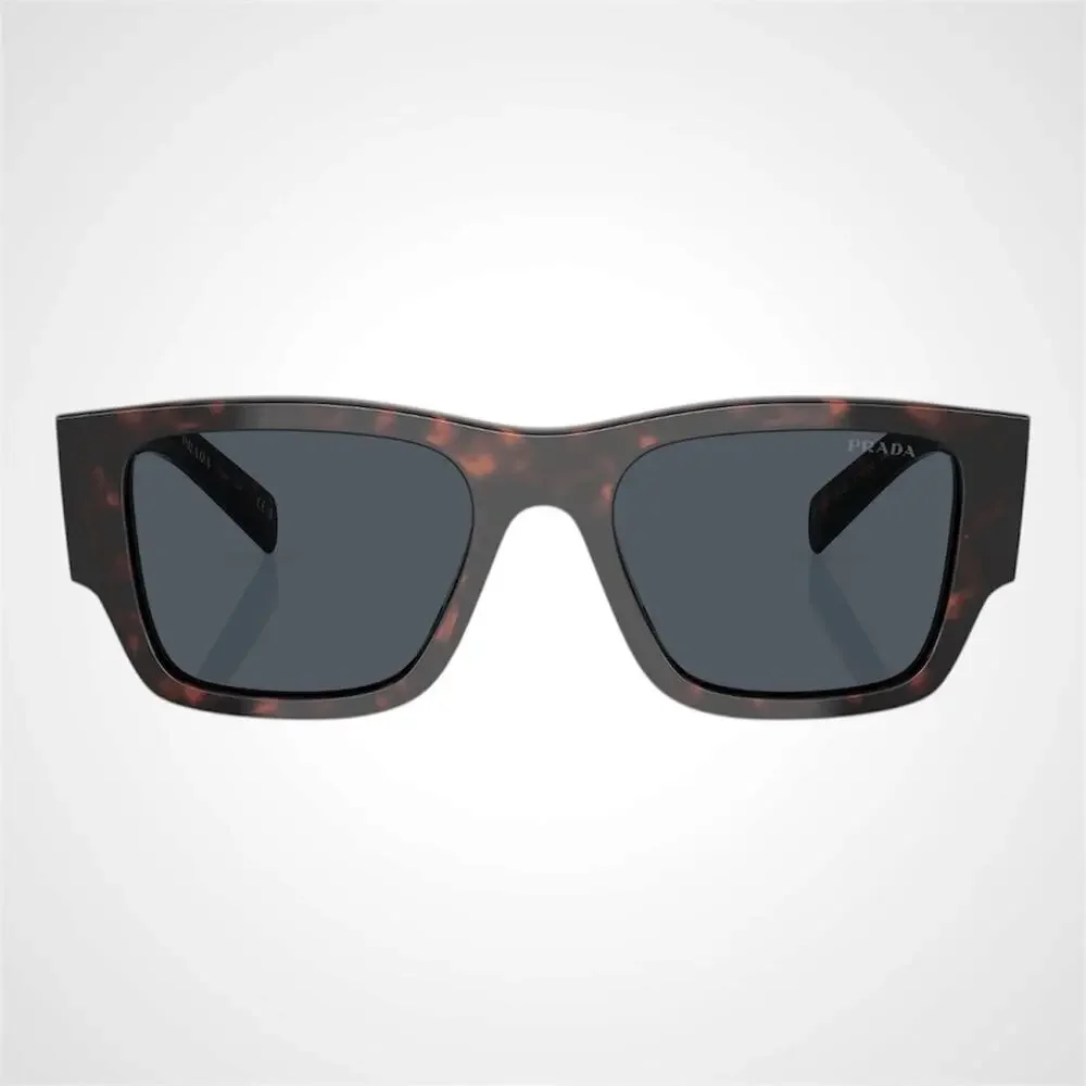 Prada Tortoiseshell Rectangular Sunglasses with Dark Gray Lenses